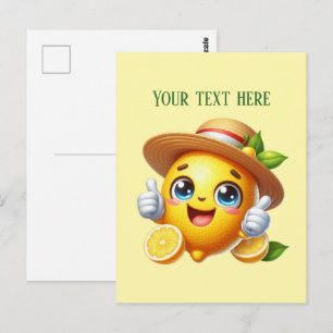 Cute fresh lemon customisable postcard