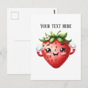 Cute fresh strawberry customisable postcard