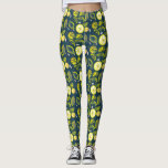 Cute Fresh Summer Lemon Citrus Doodle Yellow Blue Leggings<br><div class="desc">Cute fresh summer lemon citrus doodle art. This design will make you and your home unique and beautiful</div>