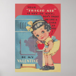 Cute Fridge Heart Cake Valentine Poster