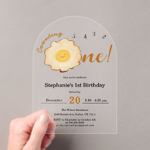 Cute Fried Egg 1st Birthday Acrylic Invitations