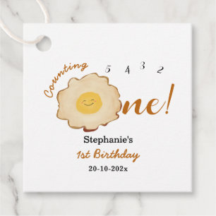 Cute Fried Egg 1st Birthday Favour Tags