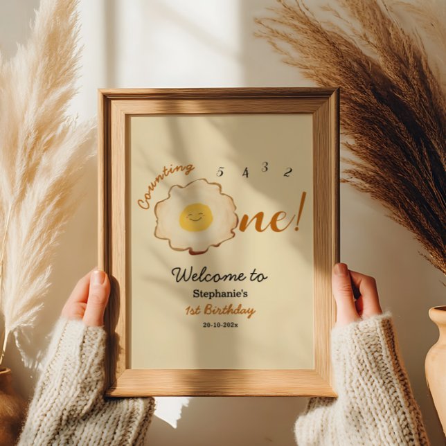 Cute Fried Egg 1st Birthday Welcome Sign (Creator Uploaded)