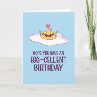 Cute Fried Egg Pun Egg-cellent Funny Birthday