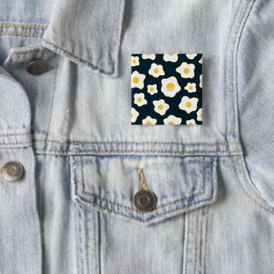 Cute Fried Eggs Flower Pattern 15 Cm Square Badge