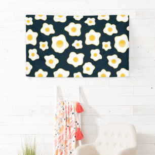 Cute Fried Eggs Flower Pattern Banner