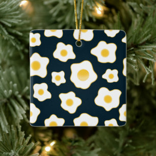 Cute Fried Eggs Flower Pattern Ceramic Ornament