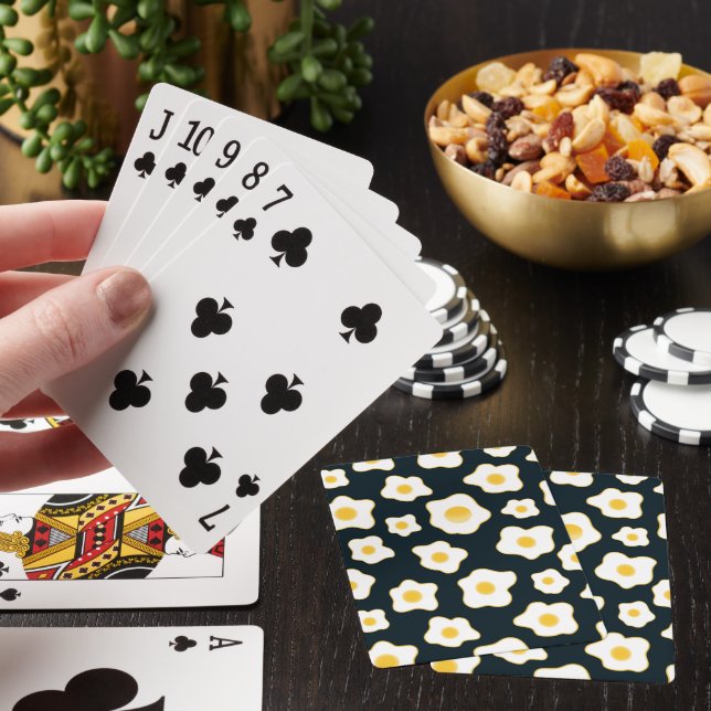 Cute Fried Eggs Flower Pattern Playing Cards (In Situ)