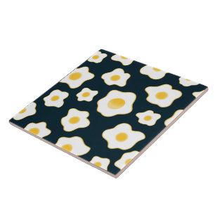 Cute Fried Eggs Flower Pattern Tile