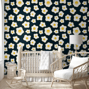 Cute Fried Eggs Flower Pattern Wallpaper