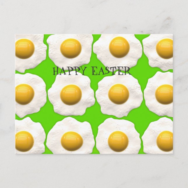 Cute Fried eggs on lime green background Holiday Postcard (Front)