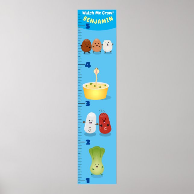 Cute fried noodle recipes cartoon growth chart (Front)