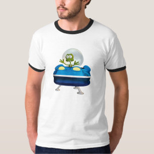 Cute Friendly Alien UFO Cartoon Space Art T-Shirt