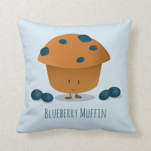 Cute Friendly Blueberry Muffin Cartoon Character Cushion