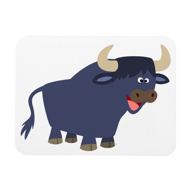 Cute Friendly Cartoon Bull Flexible Magnet (Horizontal)