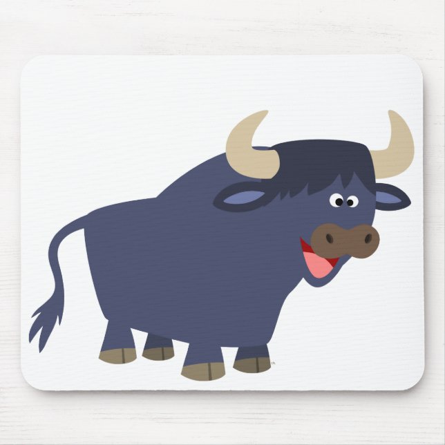 Cute Friendly Cartoon Bull Mousepad (Front)