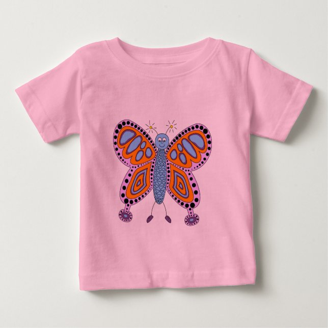 Cute friendly cartoon butterfly illustration baby T-Shirt (Front)