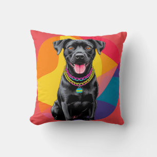 Cute Friendly Cartoon Dog Joyful Pet Lover Gift Cushion