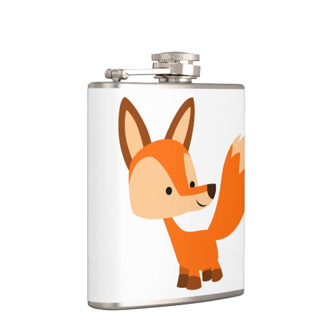 Cute Friendly Cartoon Fox Hip Flask (Right)