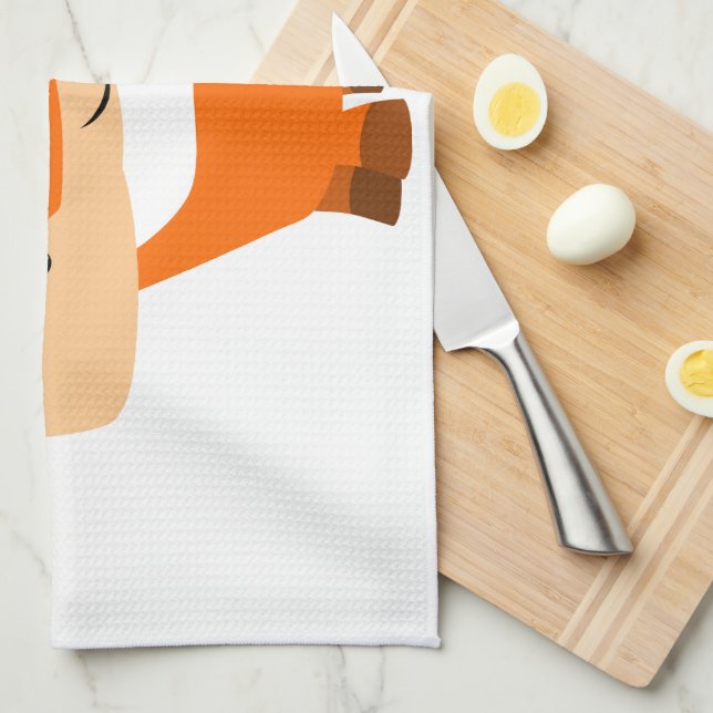 Cute Friendly Cartoon Fox Kitchen Towel (Quarter Fold)
