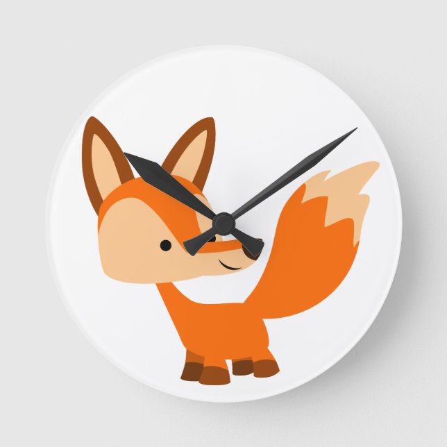 Cute Friendly Cartoon Fox Wall Clock (Front)