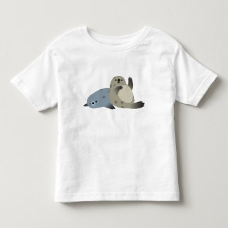 Cute Friendly Cartoon Harbour Seals Ruffle T-Shirt