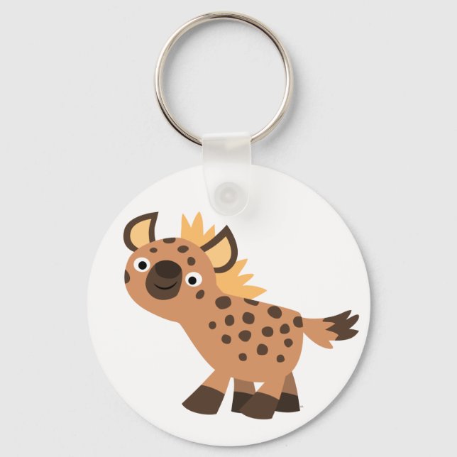 Cute Friendly Cartoon Hyena Key Ring (Front)