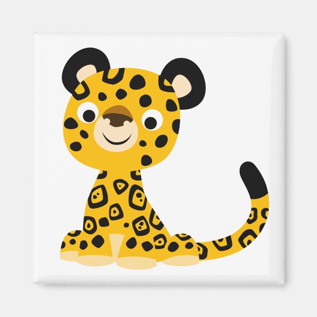 Cute Friendly Cartoon Jaguar Magnet (Front)