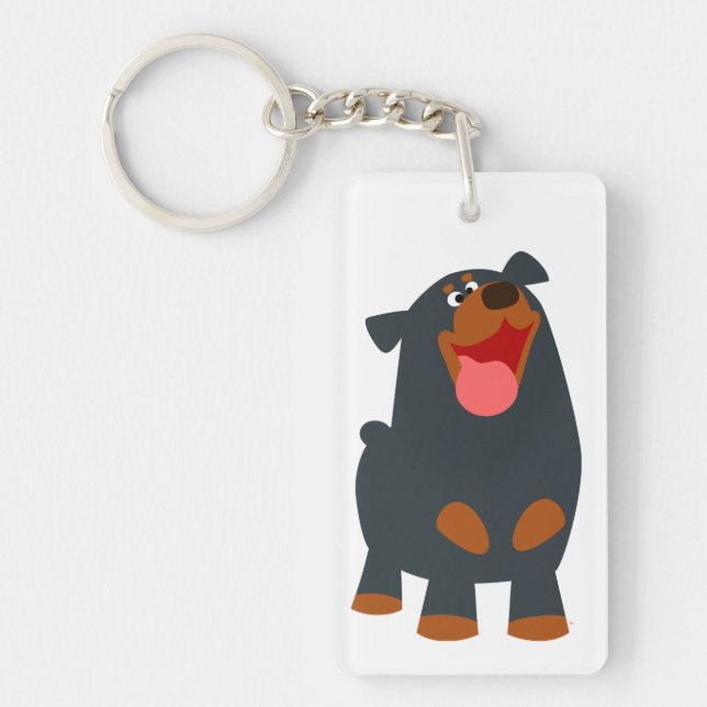 Cute Friendly Cartoon Rottweiler Acrylic Keychain (Front)