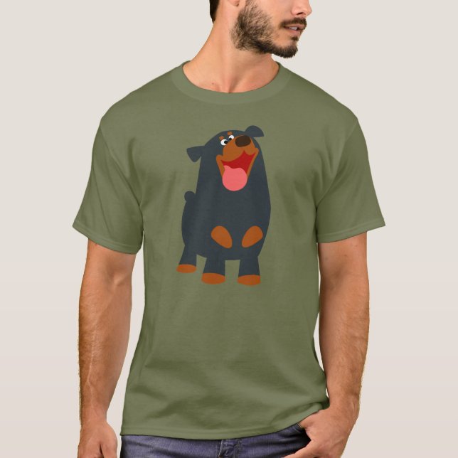 Cute Friendly Cartoon Rottweiler T-Shirt (Front)