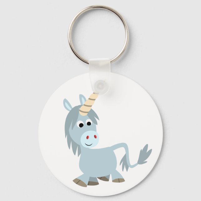 Cute Friendly Cartoon Unicorn Keychain (Front)