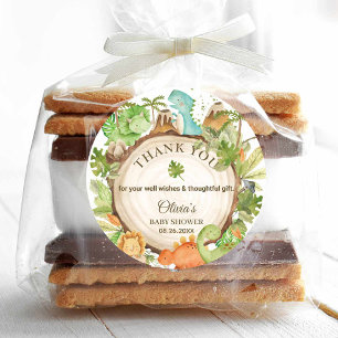 Cute Friendly Dinosaur Baby Shower Birthday Favour Classic Round Sticker