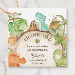Cute Friendly Dinosaur Baby Shower Birthday Favour Tags