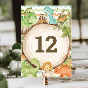 Cute Friendly Dinosaurs Baby Shower 1st Birthday  Table Number