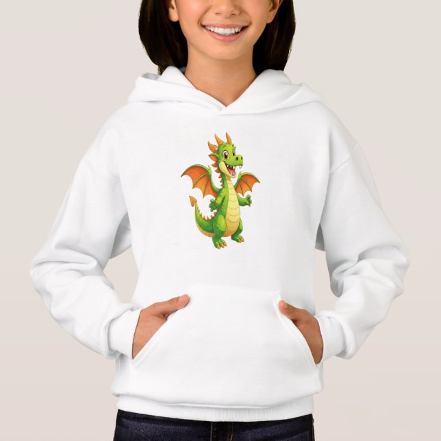Cute Friendly Green Dragon Cartoon Illustration (Front)