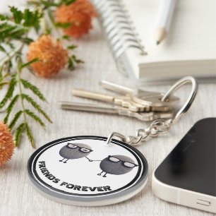 Cute Friends Forever Round Keychain