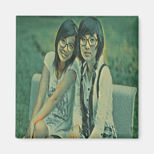 Cute friends sitting next to each other magnet