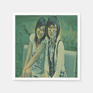 Cute friends sitting next to each other napkin