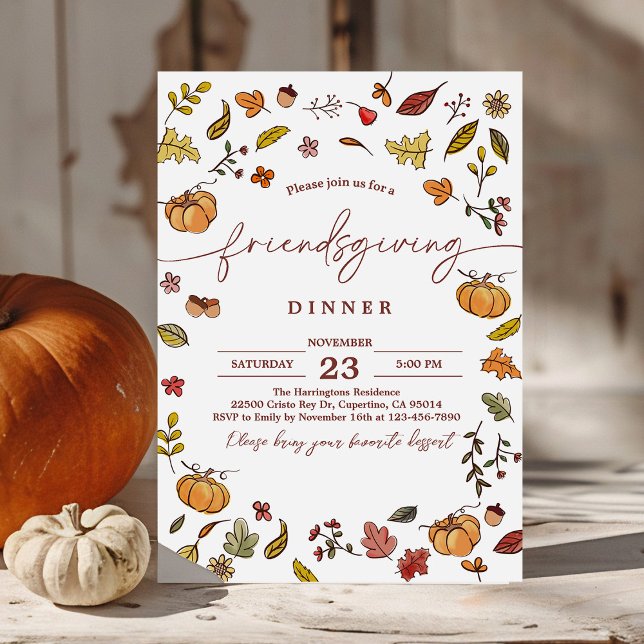 Cute Friendsgiving Thanksgiving Dinner Invitation (Creator Uploaded)