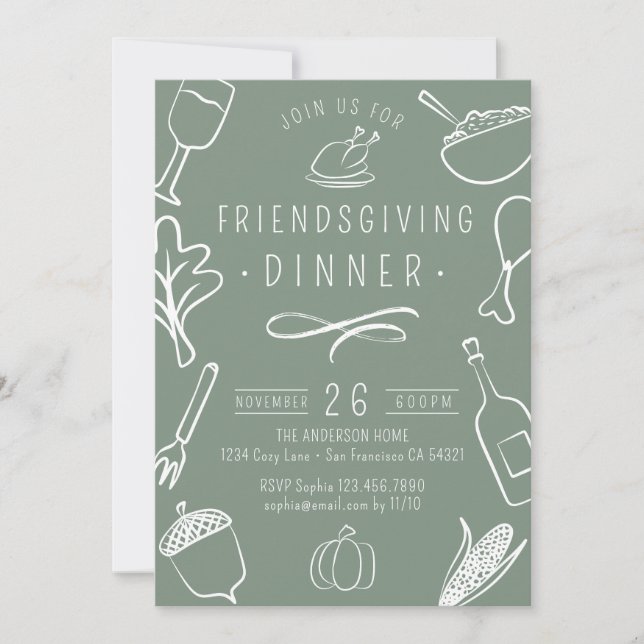 Cute Friendsgiving Thanksgiving Dinner Pumpkin Invitation (Front)