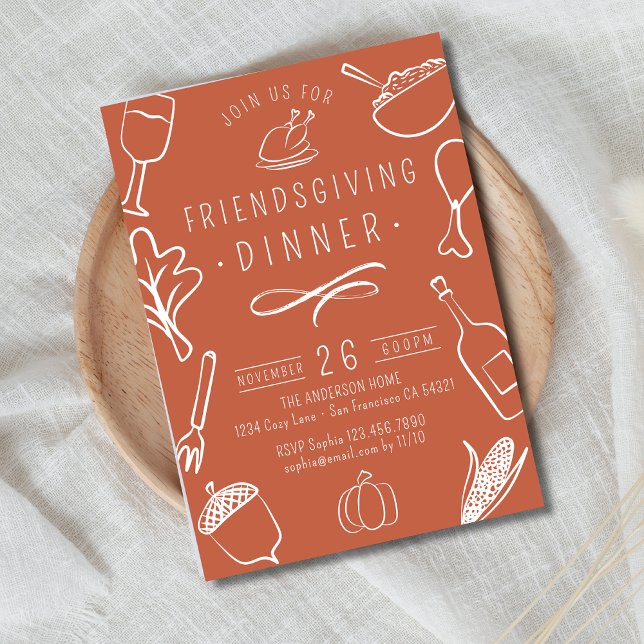 Cute Friendsgiving Thanksgiving Dinner Pumpkin Invitation (Creator Uploaded)