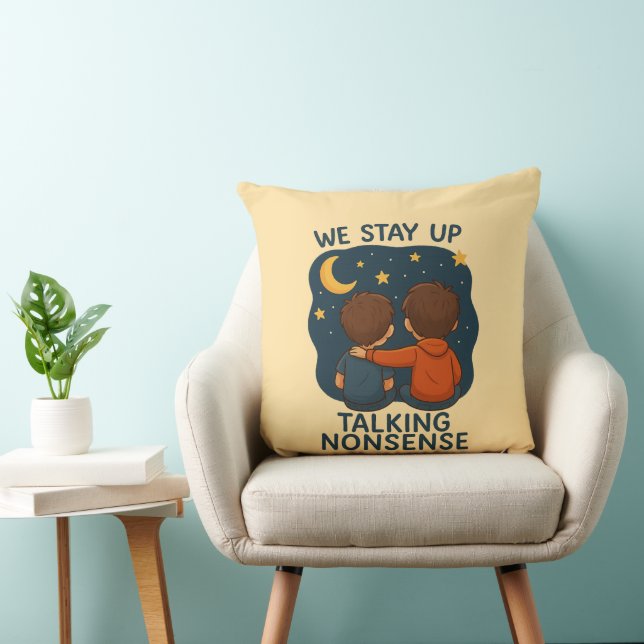 Cute Friendship Night Sky Throw Pillow (Chair)