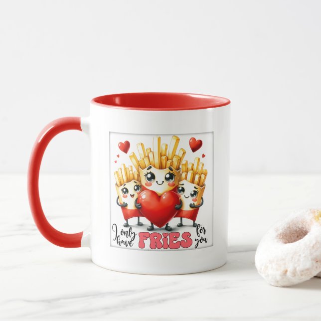 Cute fries love word art  mug (With Donut)