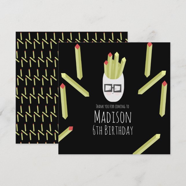 Cute Fries Restaurant Birthday Party  Thank You (Front/Back)