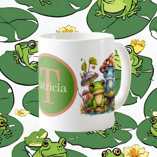 cute frog add monogram  coffee mug