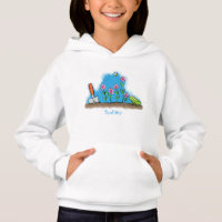 Cute frog and bee in garden cartoon illustration