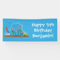 Cute frog and bee in garden cartoon illustration