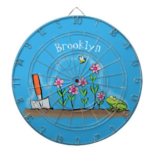 Cute frog and bee in garden cartoon illustration dartboard