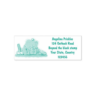 Cute frog and bee in garden cartoon illustration self-inking stamp
