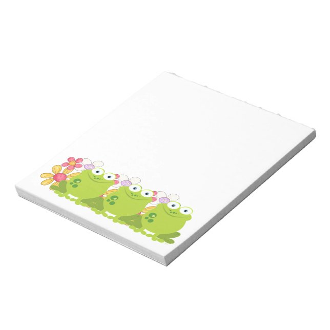 Cute Frog and Flowers Notepad (Rotated)